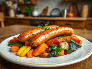 Linguiça Toscana com Legumes Rústicos