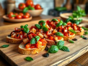 Bruschetta de Tomate com Toque de Manjericão