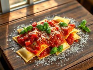 Ravioli de Ricotta com Molho de Tomate Fresco